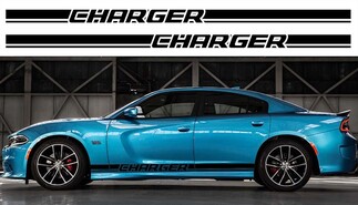 2X Dodge Charger Rocker Panel decals Stripe Vinyl Graphics Kit 2011-2018