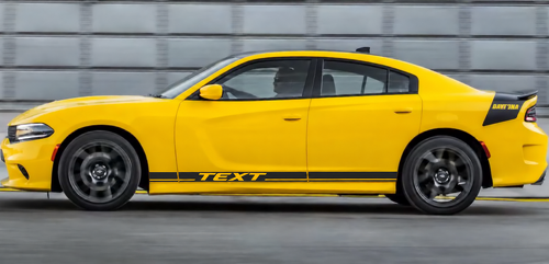 Hemi TEXT Dual Stripes Rocker Panel Vinyl Decal Sticker for Dodge Charger 2011-2018