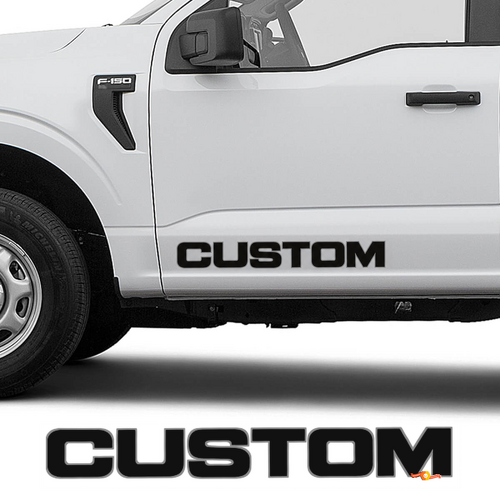 CUSTOM Lower Door Lettering Vinyl Decal Pair for Ford F-150 Shelby Super Snake