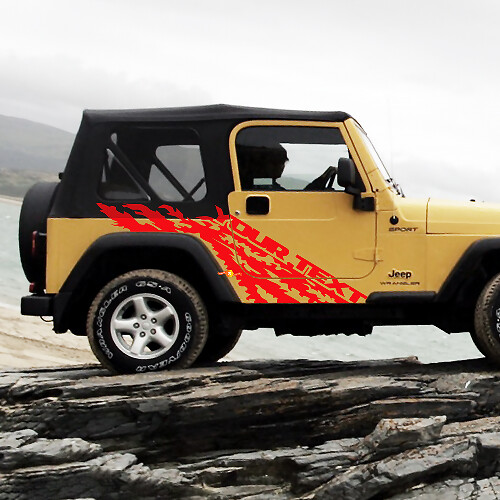Mud Splash & Custom Text Side Vinyl Decal Sticker for Jeep Wrangler 1999-2006