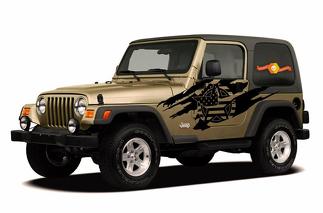 Jeep Wrangler (1999-2006) Custom Vinyl Decal Wrap Kit - Army Star Torn