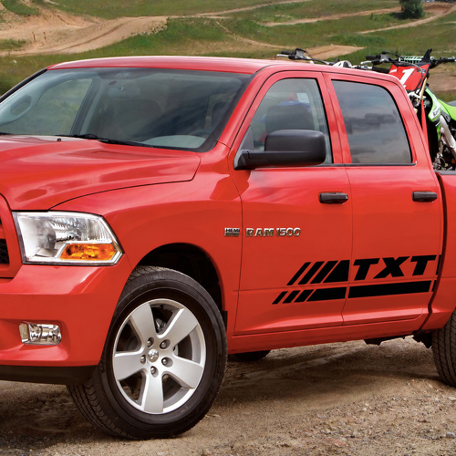 TXT Diagonal Door Stripe Pair Door Vinyl Decal Sticker for Dodge Ram 1500 2009-2017