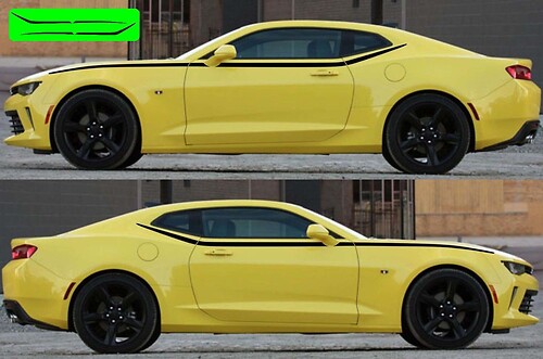 Upper Outline Spear Stripe Pair Side Vinyl Decal Sticker for Chevrolet Camaro 2016-2018