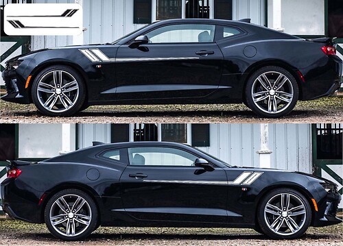 Branded Hockey Style Stripes Side Vinyl Decal Sticker for Chevrolet Camaro 2016-2018