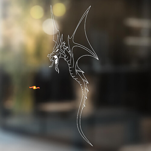Flying Dragon Silhouette Outline Universal Vinyl Decal Sticker