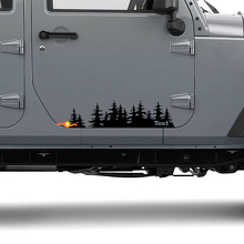Jeep Tree forest die cut Vinyl Door sticker PNW pine trees Woods Silhouette graphic car truck body 3