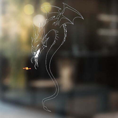 Dragon Outline Silhouette Universal Vinyl Decal Sticker
