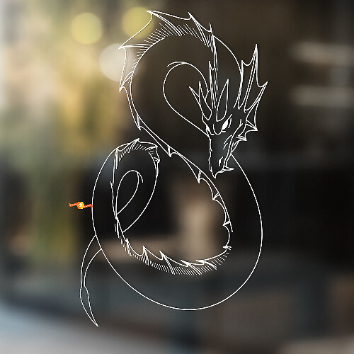 Writhing Dragon Outline Style Universal Vinyl Decal Sticker