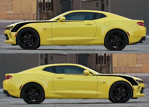 Front Hockey Stripe Pair Side Front Fender Vinyl Decal Sticker for Chevrolet Camaro 2016-2018