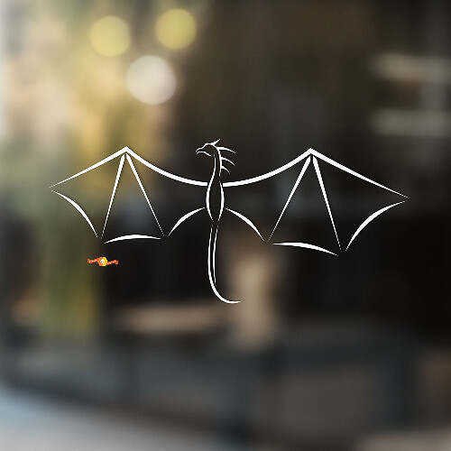 Flying Dragon Outline Minimalist Style Universal Vinyl Decal Sticker_1