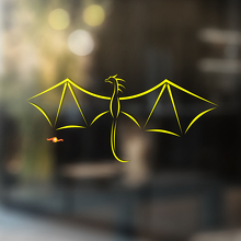 Flying Dragon Outline Minimalist Style Universal Vinyl Decal Sticker_3