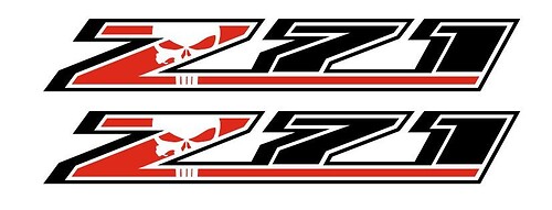 2 Chevy Silverado Z71 4x4 GMC GM Sierra Decals Stickers F 1500 2500 Punisher Skull 2 colors
