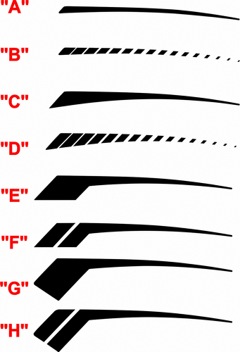 Tapered Strobe Accent Stripe Pair Rear Fender Vinyl Decal Sticker for Chevrolet Camaro 2016-2024
