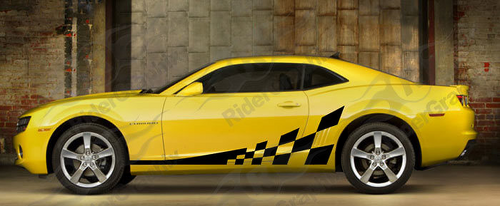 Checker Flag Stripes Side Vinyl Decal Sticker for Chevrolet Camaro 2010-2015