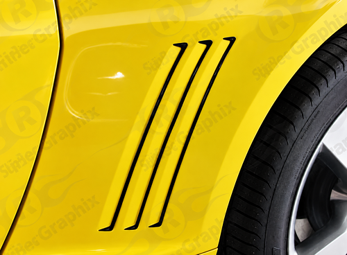 Style II Triple Vent Accent Pair Rear Fender Vinyl Decal Sticker for Chevrolet Camaro 2010-2015