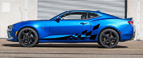 2016 & Up Camaro Side Accent Checker Flag Stripe Kit Vinyl Decals Stickers
