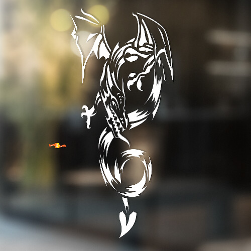 Flying Curved Dragon Universal Vinyl Decal Sticker