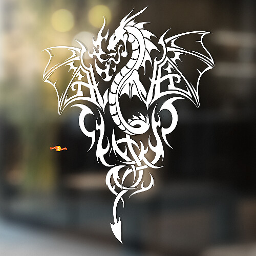 Fire-breathing Tribal Dragon Universal Vinyl Decal Sticker