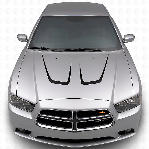 Twin Cambered Hood Stripe Vinyl Decal Kit for Dodge Charger 2011-2014