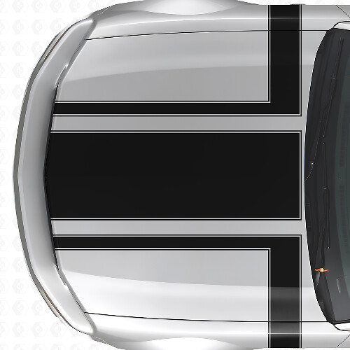 Decorated Outline Hood & Side Stripes Vinyl Decal Kit for Musclecar Musclecarmodel 2005-09