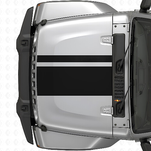 Dual Different Widths Hood Stripes Vinyl Decal for Jeep Wrangler 2007+