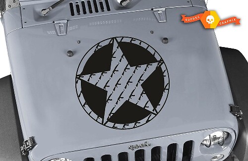 Oscar Mike AK-47 Rifle Star Hood Vinyl Decal for Jeep Wrangler