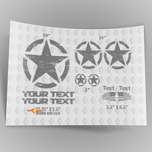 Oscar Mike Style Military Worn Star US Decal Kit Bonnet Stickers Decals for Jeep Wrangler 2