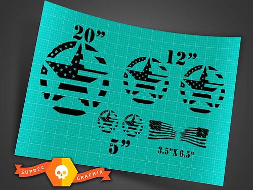 Military Stars in USA Flag Style Full Kit Vinyl Decal Sticker