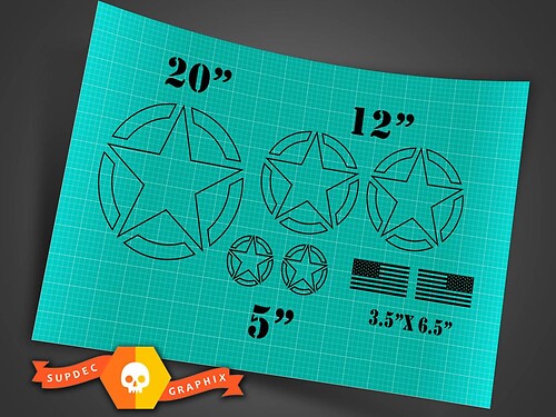 Military Stars USA Flag Outline Style Full Kit Vinyl Decal Sticker for Jeep Wrangler