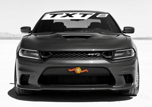TXT8 Diagonal Banner Windshield Vinyl Decal Sticker for Dodge Charger
