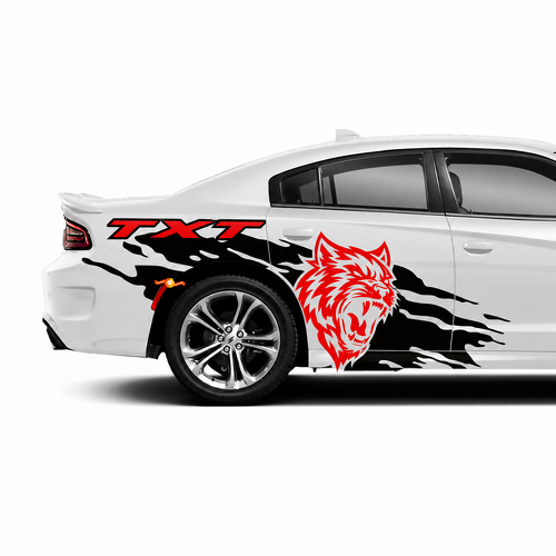 TXT Custom Cat Head Splash Pair Side Rear Fender Vinyl Decal Sticker for Dodge Charger