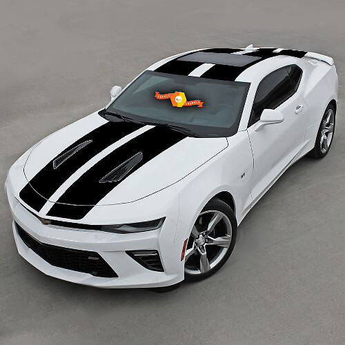 Double Stripes Hood Roof Trunk Vinyl Decal Sticker for Chevrolet Camaro SS 2016-2018