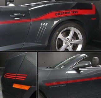 Racing Sport Custom Text Stripe Pair Side Vinyl Decal Sticker for Chevrolet Camaro 2010-2015
