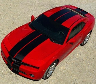 Pace Style Twin Rally Stripe Kit Hood Roof Trunk Rear Bumper Front Bumper Vinyl Decal Sticker for Chevrolet Camaro 2010-2015_1