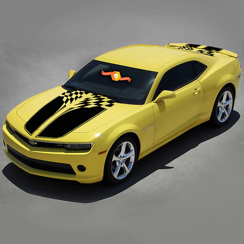 Checkered Stripes Hood Trunk Vinyl Decal Sticker for Chevrolet Camaro 2010-2015