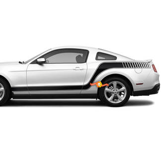 Stripes Rocker Panel to Rear Quarter Side Decals for Ford Mustang 2005-2024
