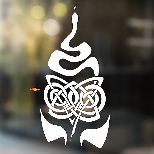 Snake with Tribal Ornament Universal Vinyl Decal Sticker