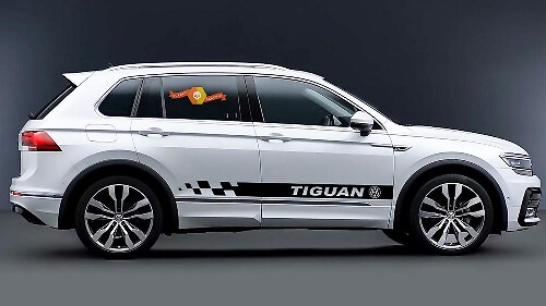 Checkered Side Stripes Vinyl Decals Kit For Volkswagen Tiguan