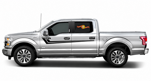 TEXT Hockey Stripe Pair Side Vinyl Decal Sticker for Ford F-150 2017-2018