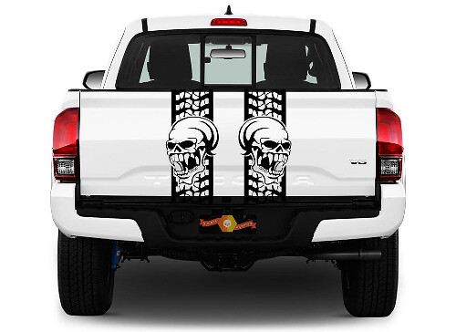 Skull Tire Track Tailgate Stripes Vinyl Decals for Pickup Trucks