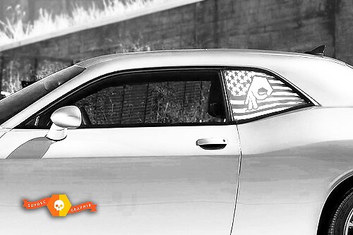 2 Dodge Challenger Window Custom US flag Vinyl Windshield Decal Graphic Stickers
