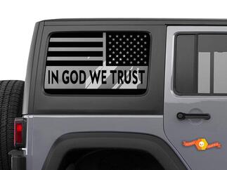 Jeep Hardtop - In God We Trust -Flag Windshield  Decal USA American Wrangler JKU Window Stickers
