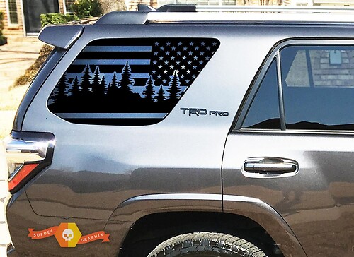 Forest Trees USA Flag Sticker Decal For 2010-2019 Toyota 4Runner TRD PRO windows
