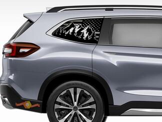 Subaru Ascent Outdoor USA Flag Decals 2019 Side Windows Mountain Scene