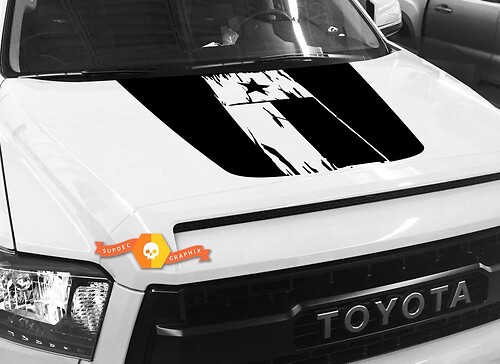 Vertical Texas Flag Hood Vinyl Decal Sticker for Toyota Tundra 2014-2018