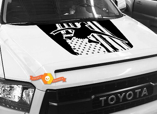 Distressed USA Flag Duck Hood Vinyl Decal for Toyota Tundra 2014-2018