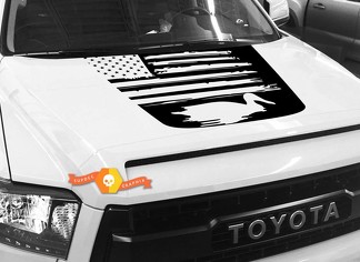 Hood USA Distressed Flag Duck graphics decal for TOYOTA TUNDRA 2014 2015 2016 2017 2018 #18
