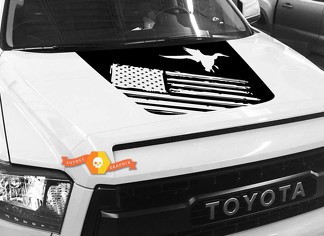 Hood USA Distressed Flag Duck graphics decal for TOYOTA TUNDRA 2014 2015 2016 2017 2018 #19
