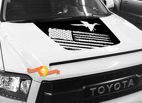 USA Flag Landing Duck Silhouette Hood Vinyl Decal for Toyota Tundra 2014-2018