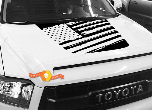 Hood USA Distressed Flag graphics Sticker Decal for TOYOTA TUNDRA 2014 2015 2016 2017 2018 #22
